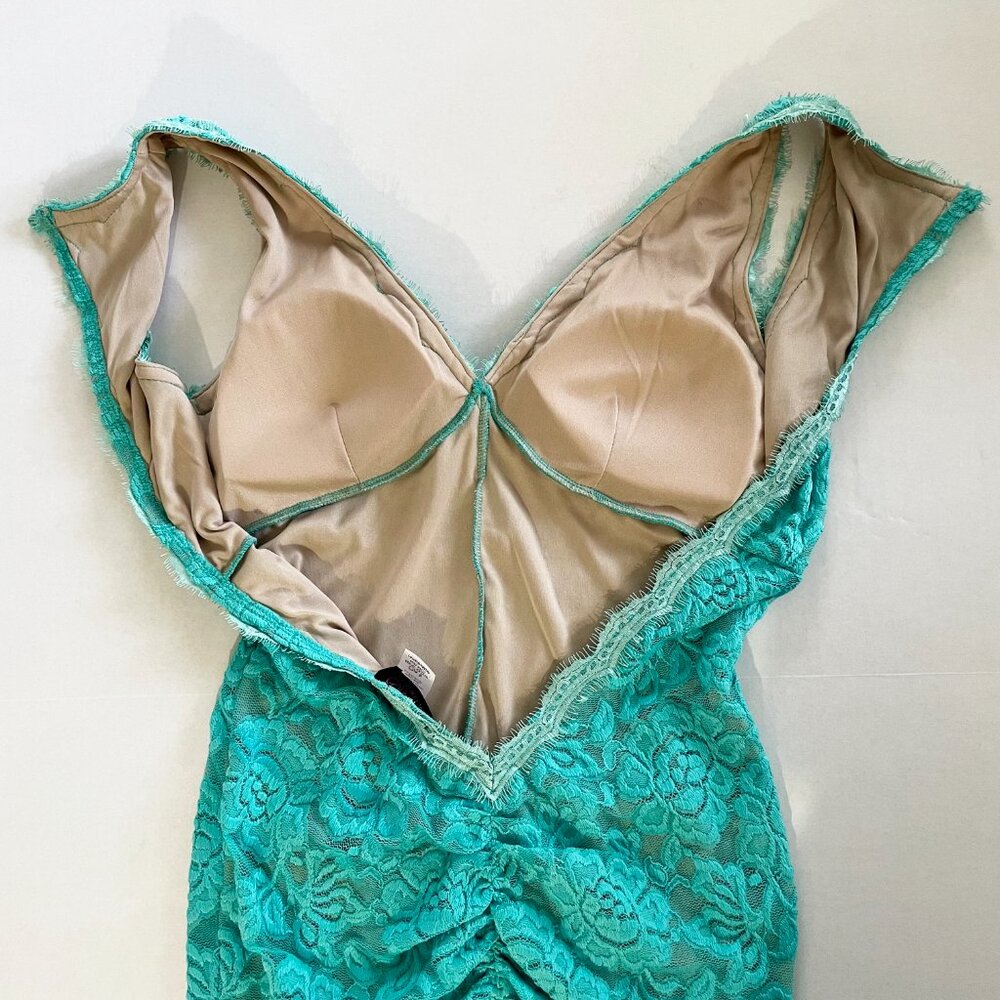 Hot Miami Styles Sexy Teal Lace Dress | Padded Bra Open Back | Size M - Picture 6 of 14